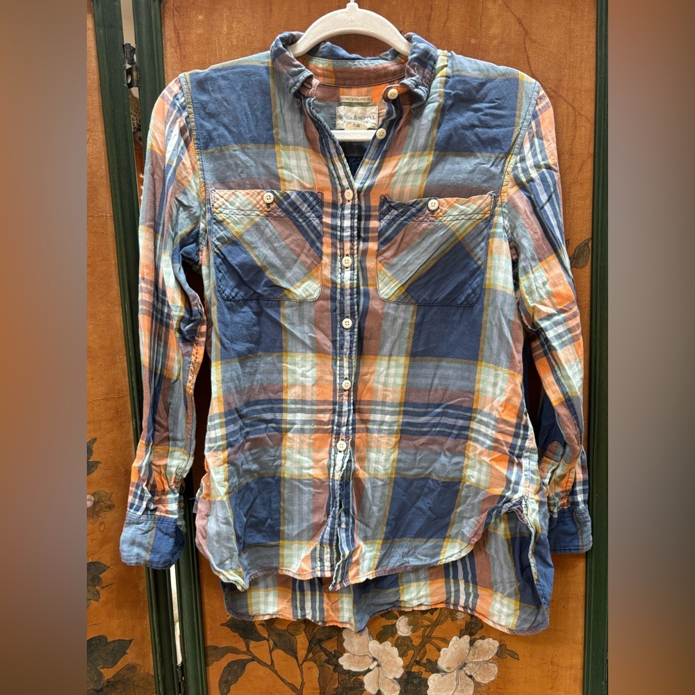 Denim & Supply Ralph Lauren S Utility Western Blue Plaid Button-Down Shirt